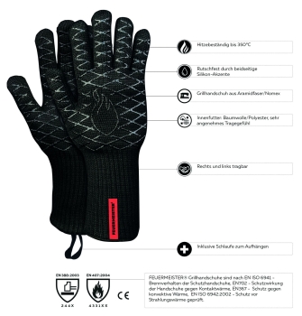 Preview: Feuermeister Grillhandschuhe mit Technischen Daten